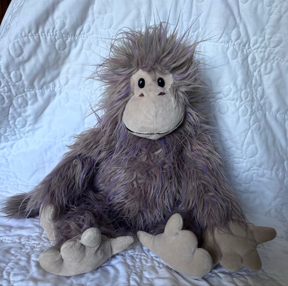 RARE HTF Retired Jellycat London Shaggy Baggy Monkey Purple/Gray 20"
